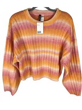 NWT H&M Divided Ombré Ribbed Knit Cropped Sweater Sunset Aesthetic Medium